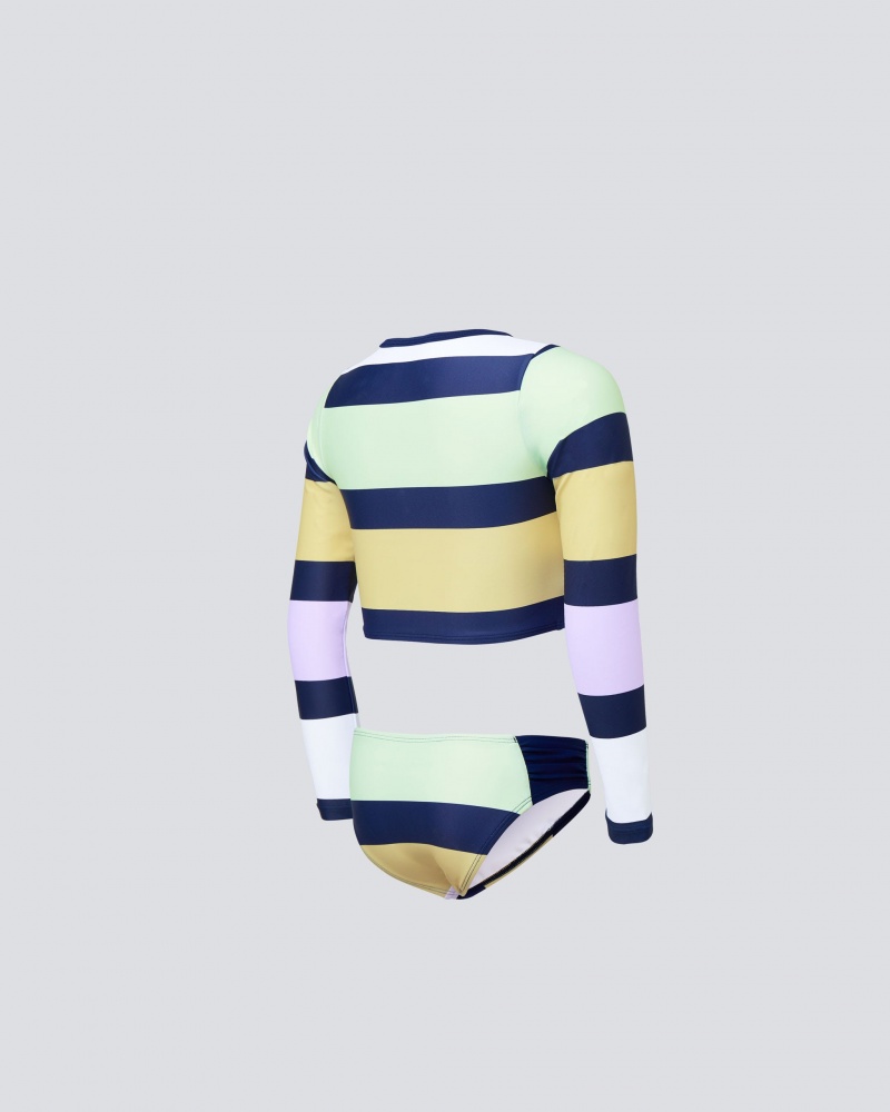Perfect Moment Stripe Rash Guard Bikini Rayas Azul Marino | ZPO720965